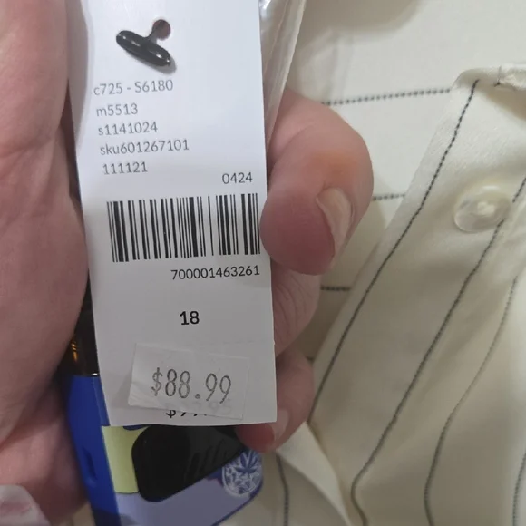 Lane Bryant Cream Striped Button-Up Dress - Picture 5 of 7